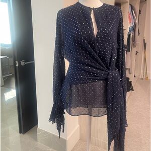 Jonathan Simkhai navy blue with sparkles blouse